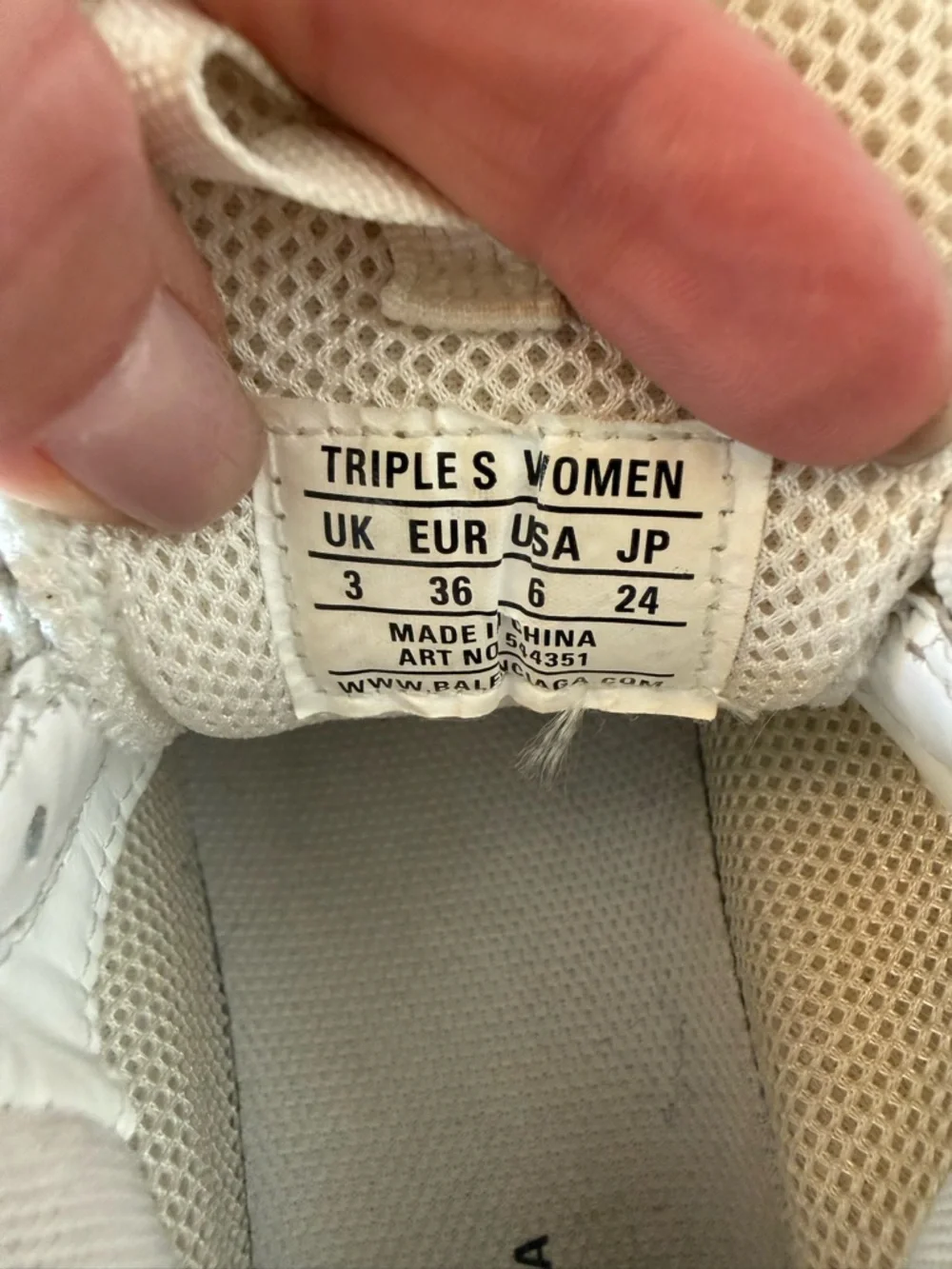 Balenciaga White Cream Triple S Mesh Leather Sneakers - Picture 5 of 10